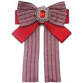 black bow brooch for women large ribbon collar pin cravat Womens bow tie rhinestone brooch pin jabot bowtie for men necktie shirt halloween decoration Garment Accessories in Kuwait