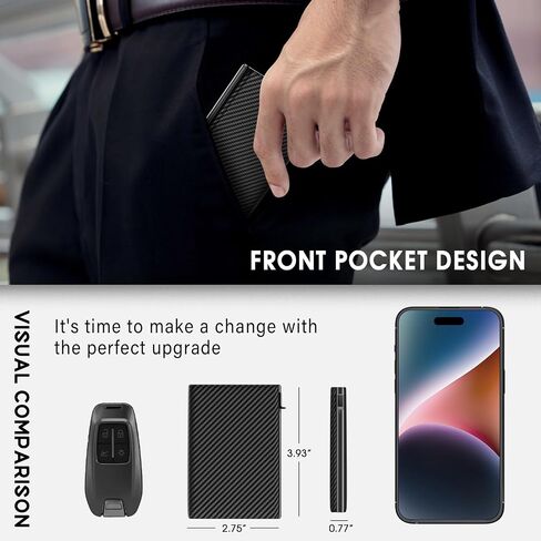 GAOCHALE Wallet for Men Pop up Card Holder, Smart, Slim, Minimalist Design for Front Pocket, Premium RFID Blocking, 10-14 Card Capacity | ID Window | Cash Slot(Black) in Saudi Arabia