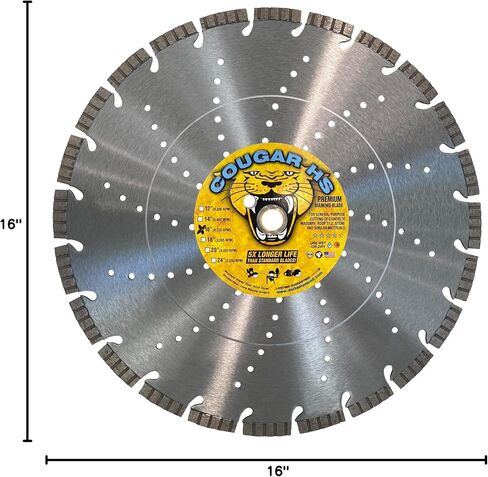 Cougar HS 18 Inch Diamond Concrete Saw Blade, Premium General Purpose Segmented Blade, Dry/Wet Cutting Concrete, Masonry, Brick, & Block 1" Arbor in Saudi Arabia