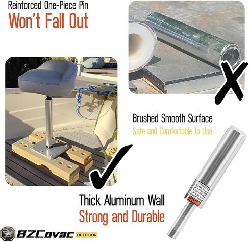 3/4" Boat Seat Pin Post (1-Pack, 13"), Lock-in Style Non-Threaded Pedestal Post for Marine Boat Seat Mounting, Aluminum Extension Pole for Pontoon, Fishing Boat, Bass Boat, and More in Saudi Arabia