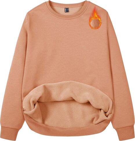 MAGCOMSEN Women's Fleece Lined Crewneck Sweatshirt Long Sleeve Casual Pullovers Fall Casual Warm Tops in Saudi Arabia