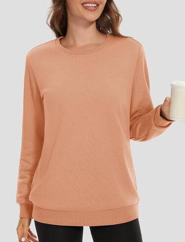 MAGCOMSEN Women's Fleece Lined Crewneck Sweatshirt Long Sleeve Casual Pullovers Fall Casual Warm Tops in Saudi Arabia