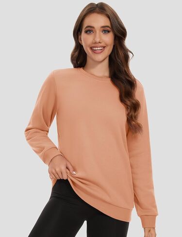 MAGCOMSEN Women's Fleece Lined Crewneck Sweatshirt Long Sleeve Casual Pullovers Fall Casual Warm Tops in Saudi Arabia