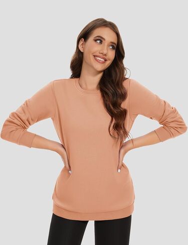 MAGCOMSEN Women's Fleece Lined Crewneck Sweatshirt Long Sleeve Casual Pullovers Fall Casual Warm Tops in Saudi Arabia