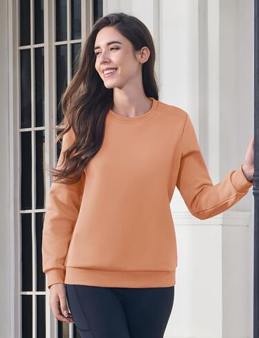 MAGCOMSEN Women's Fleece Lined Crewneck Sweatshirt Long Sleeve Casual Pullovers Fall Casual Warm Tops in Saudi Arabia