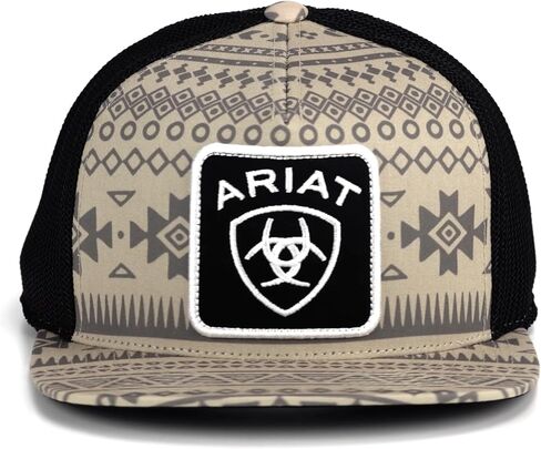 ARIAT Men's Black Stripes Snapback Flexfit Shield Logo Cap in Saudi Arabia