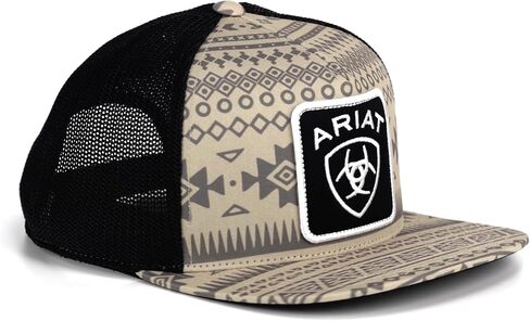 ARIAT Men's Black Stripes Snapback Flexfit Shield Logo Cap in Saudi Arabia