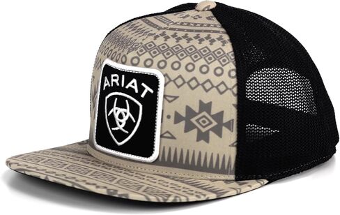 ARIAT Men's Black Stripes Snapback Flexfit Shield Logo Cap in Saudi Arabia