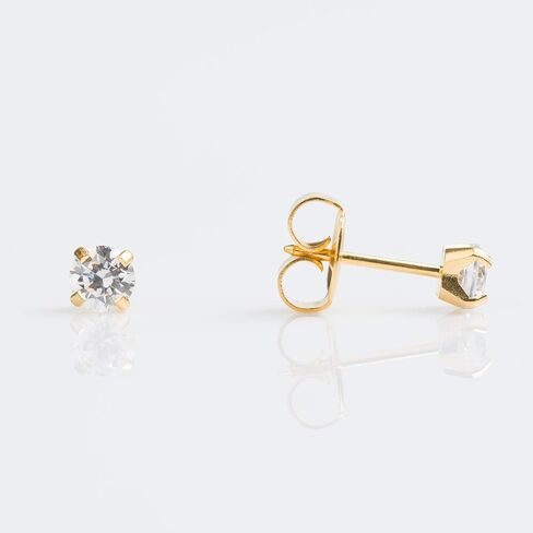 STUDEX Sensitive Cubic Zirconia Stud Earrings 4mm | Hypoallergenic and Nickel Safe for Sensitive Ears | Gold Plated Posts | High Fashion Earrings for Women and Men-PR-742-S in Kuwait