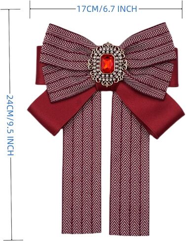 black bow brooch for women large ribbon collar pin cravat Womens bow tie rhinestone brooch pin jabot bowtie for men necktie shirt halloween decoration Garment Accessories in Kuwait