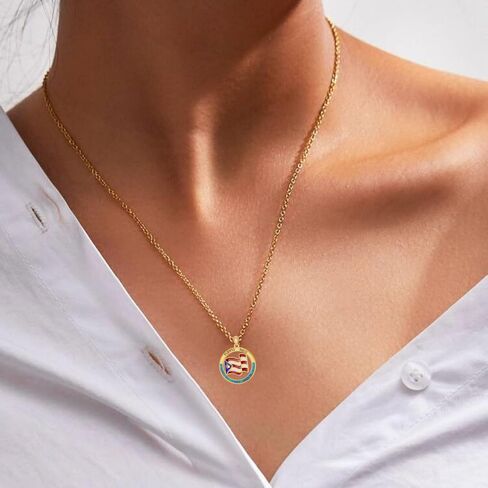 SIMONLY Puerto Rico Necklace with Blue Opal 925 Sterling Silver Puerto Rico Flag Pendant Chain Jewelry Gifts for Men Women Puerto Ricans in Kuwait