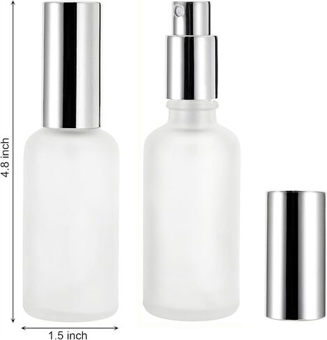 Bekith 16 Pack 50ml Glass Spray Bottles, Frosted Empty Perfume Atomizer, Refillable Fine Mist Spray for Essential Oils, Cleaning Products, Silver Sprayer in Saudi Arabia