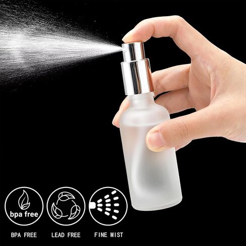 Bekith 16 Pack 50ml Glass Spray Bottles, Frosted Empty Perfume Atomizer, Refillable Fine Mist Spray for Essential Oils, Cleaning Products, Silver Sprayer in Saudi Arabia