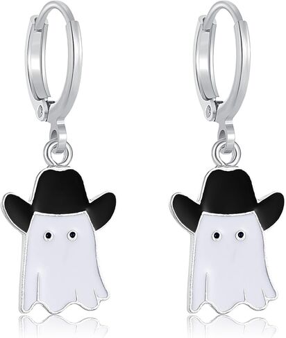 اقراط هالوين شبح للنساء، اقراط حلقية ذهبية بتصميم شبح هوجي، اقراط حلقية باوبليبار للهالوين، اقراط بوو لطيفة للهالوين، اقراط زنك، بدون احجار كريمة in Kuwait