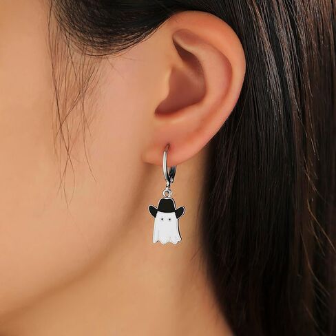 اقراط هالوين شبح للنساء، اقراط حلقية ذهبية بتصميم شبح هوجي، اقراط حلقية باوبليبار للهالوين، اقراط بوو لطيفة للهالوين، اقراط زنك، بدون احجار كريمة in Kuwait