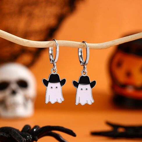 اقراط هالوين شبح للنساء، اقراط حلقية ذهبية بتصميم شبح هوجي، اقراط حلقية باوبليبار للهالوين، اقراط بوو لطيفة للهالوين، اقراط زنك، بدون احجار كريمة in Kuwait