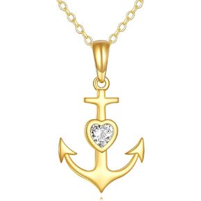 KECHO Yellow Gold Anchor Necklace 14k Gold Nautical-Themed Anchor Pendant Necklace Jewelry Gifts for Women Her Girls in Saudi Arabia