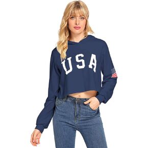 SweatyRocks Women's Casual Letter Print Long Sleeve Crop Top Sweatshirt Hoodies in Kuwait