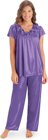 Collections Etc Rose Trim Short Sleeve Pajama Set in Kuwait