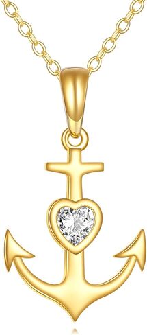 KECHO Yellow Gold Anchor Necklace 14k Gold Nautical-Themed Anchor Pendant Necklace Jewelry Gifts for Women Her Girls in Saudi Arabia