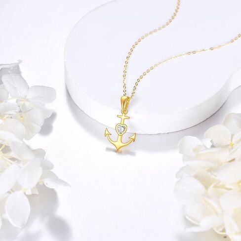 KECHO Yellow Gold Anchor Necklace 14k Gold Nautical-Themed Anchor Pendant Necklace Jewelry Gifts for Women Her Girls in Saudi Arabia