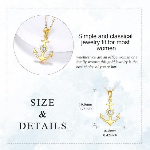 KECHO Yellow Gold Anchor Necklace 14k Gold Nautical-Themed Anchor Pendant Necklace Jewelry Gifts for Women Her Girls in Saudi Arabia