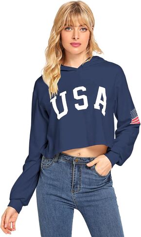 SweatyRocks Women's Casual Letter Print Long Sleeve Crop Top Sweatshirt Hoodies in Kuwait