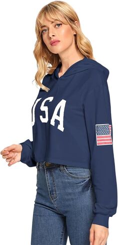 SweatyRocks Women's Casual Letter Print Long Sleeve Crop Top Sweatshirt Hoodies in Kuwait
