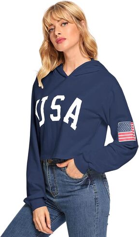 SweatyRocks Women's Casual Letter Print Long Sleeve Crop Top Sweatshirt Hoodies in Kuwait