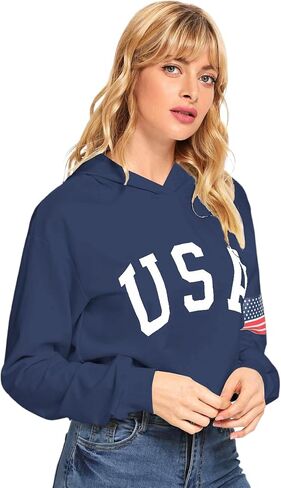 SweatyRocks Women's Casual Letter Print Long Sleeve Crop Top Sweatshirt Hoodies in Kuwait