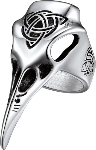 Stainless Steel Viking Raven Crow Skull Ring for Men Women Gothic Norse Protection Jewelry(with Gift Box) in Kuwait