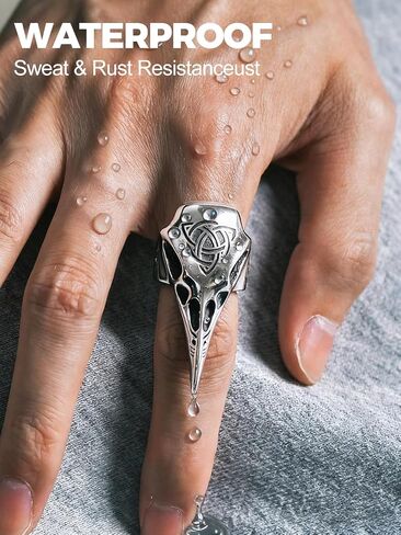 Stainless Steel Viking Raven Crow Skull Ring for Men Women Gothic Norse Protection Jewelry(with Gift Box) in Kuwait