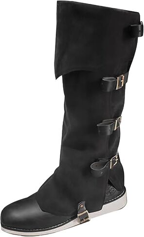 Pirate Boot Covers Medieval Renaissance Faux Leather Steampunk Boots Covers Tops with Studs,Pirate Cosplay Halloween Boot Covers Costume Accessories for Men Women Brown in Kuwait