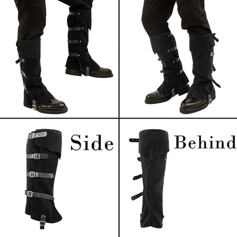 Pirate Boot Covers Medieval Renaissance Faux Leather Steampunk Boots Covers Tops with Studs,Pirate Cosplay Halloween Boot Covers Costume Accessories for Men Women Brown in Kuwait