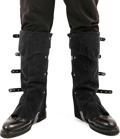 Pirate Boot Covers Medieval Renaissance Faux Leather Steampunk Boots Covers Tops with Studs,Pirate Cosplay Halloween Boot Covers Costume Accessories for Men Women Brown in Kuwait
