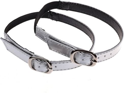 Beautyflier Black Stretchy Flexible PU Leather Lady High Heeled Shoe Bungee Shoelaces, Shoe Straps with Buckle 1 Pair in Kuwait