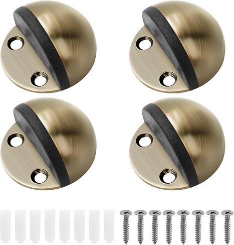 Floor Mounted Door Stops, Stainless Steel Door Stoppers for Floor, Floor Door Stop Mounted Half Moon, with Screws, for Hard Floor Concrete Floor(Silver,1 Pcs) in Saudi Arabia