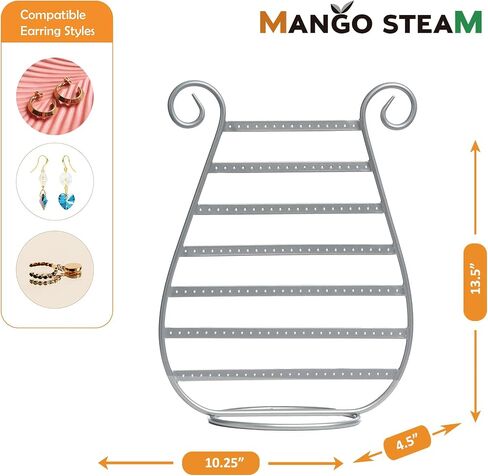 Mango Steam Harp Stud Earring Jewelry Organizer, Display Stand, Storage, Gift (Black, Slim) in Kuwait