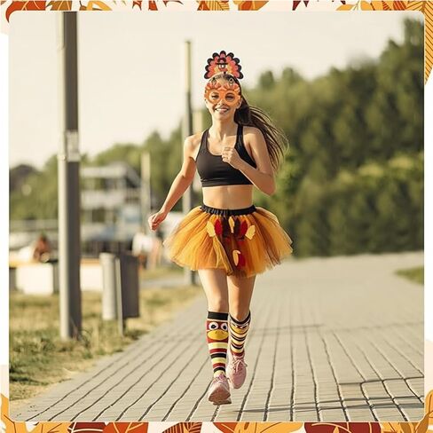 Suhine Women Thanksgiving Turkey Costumes Thanksgiving Turkey Running Costumes Turkey Tutu for Running Lovers Cosplay Party in Saudi Arabia