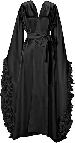 Women's Satin Kimono Robe Long Bath Robe Sleepwear Wedding Bridesmaid Robe Maternity Photoshoot in Saudi Arabia