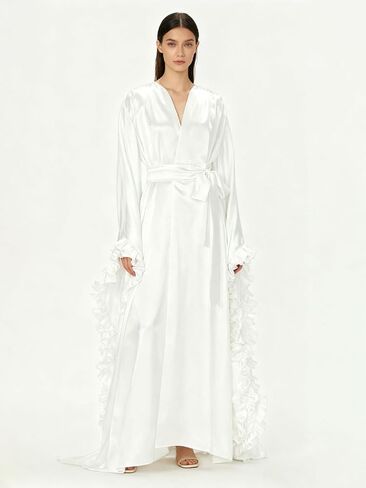 Women's Satin Kimono Robe Long Bath Robe Sleepwear Wedding Bridesmaid Robe Maternity Photoshoot in Saudi Arabia