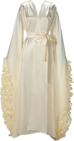 Women's Satin Kimono Robe Long Bath Robe Sleepwear Wedding Bridesmaid Robe Maternity Photoshoot in Saudi Arabia