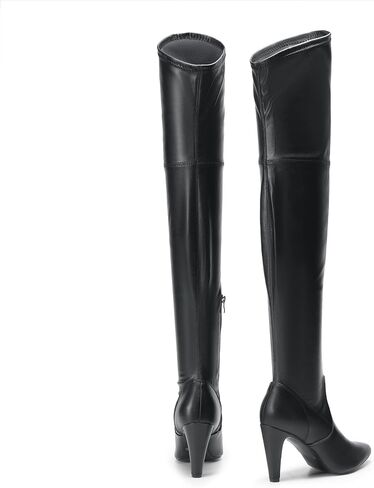 DREAM PAIRS Women's Over the Knee High Boots | 3.7" High Heels, Pointed Toe, Side Zipper, Slanted Top Opening, 4mm Latex Insole in Saudi Arabia