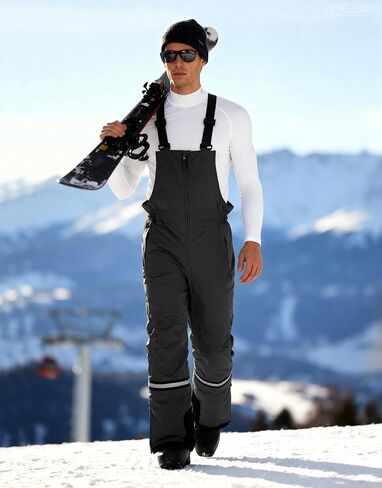 Wantdo Men's Winter Insulated Ski Pants Waterproof Snow Bibs Cargo Overalls in Kuwait