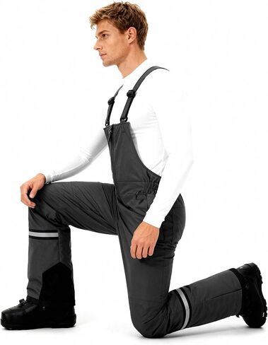 Wantdo Men's Winter Insulated Ski Pants Waterproof Snow Bibs Cargo Overalls in Kuwait