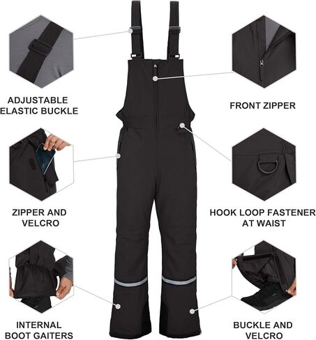 Wantdo Men's Winter Insulated Ski Pants Waterproof Snow Bibs Cargo Overalls in Kuwait