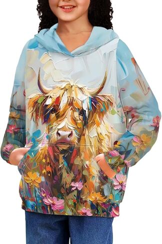 WELLFLYHOM Kid's Hooded Youth Sweatshirt Pullover Hoodie with Pocket Age 6-14 Years in Kuwait