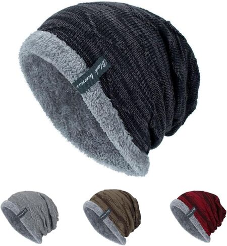 LLmoway Men Women Winter Warm Stretchy Beanie Skull Slouchy Cap Hat Fleece Lined in Saudi Arabia