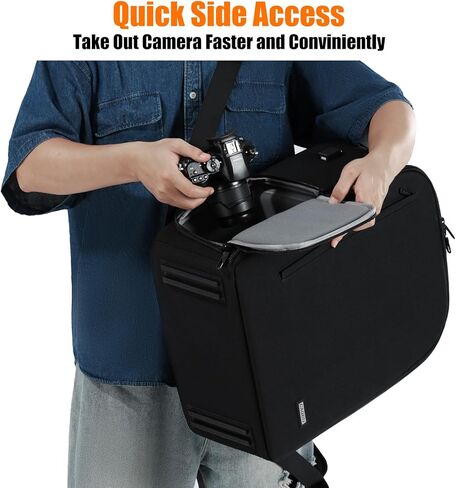 حقيبة ظهر كاميرا Cwatcun احترافية لكاميرا SLR DSLR بدون مرآة حافظة كاميرا مضادة للماء متوافقة مع ملحقات كاميرا Sony Canon Nikon وحامل ثلاثي القوائم (Ⅱ صغير أسود) in Kuwait