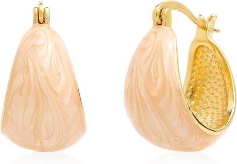 Sonateomber Thick Chunky Huggie Hoop Earrings for Women Girls – Statement Vintage Gold Pated Cubic Zirconia Sensitive Ears Hypoallergenic Stud Jewelry Gift… in Saudi Arabia